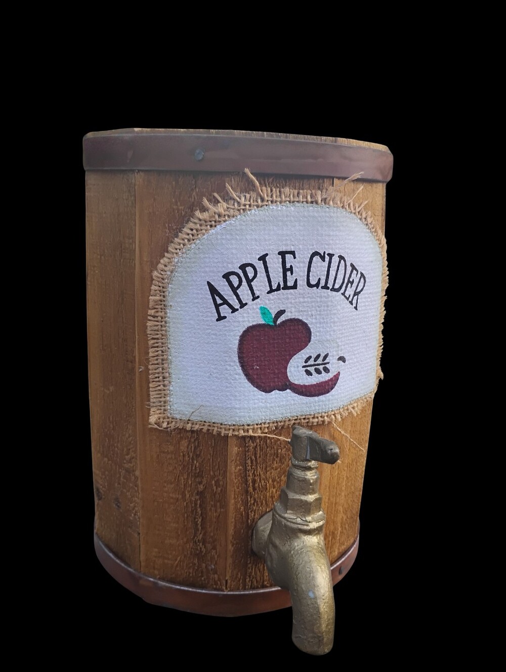 Vintage Apple Cider Barrel with Spigot Decor
